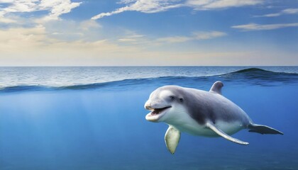 Fototapeta premium KI generated, animal, animals, mammal, mammals, biotope, habitat, one, individual, foraging, wildlife, beluga, beluga (Delphinapterus leucas) dolphin, dolphin, pilot whale, Arctic, skin bluish-white, cream-coloured, later white, carnivore, dolphin species, dolphin species