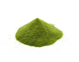 Pile of green tea powder isolated on a transparen png.