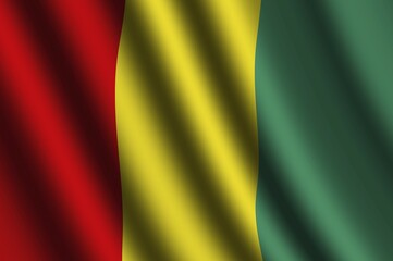 Obraz premium The Guinean flag flying in the wind