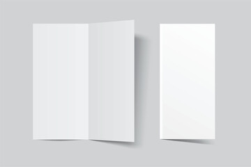 Open Leaflet, bi fold mockup template .Blank paper, thank you card, notecards, note paper, greeting card, wedding invitation, postcard, brochure or any creative work for presentation of your design
