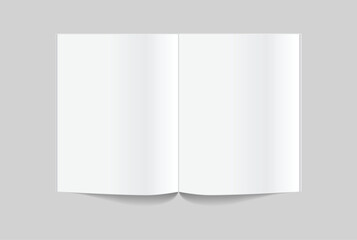 Fototapeta premium Vector realistic 3d magazine mockup with white blank cover isolated on background. For the business presentation magazine, notebook, booklet, brochure, catalogue or a publisher advertising corporate 