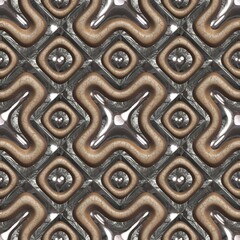 Brown leather and glass 3d seamless tile pattern background