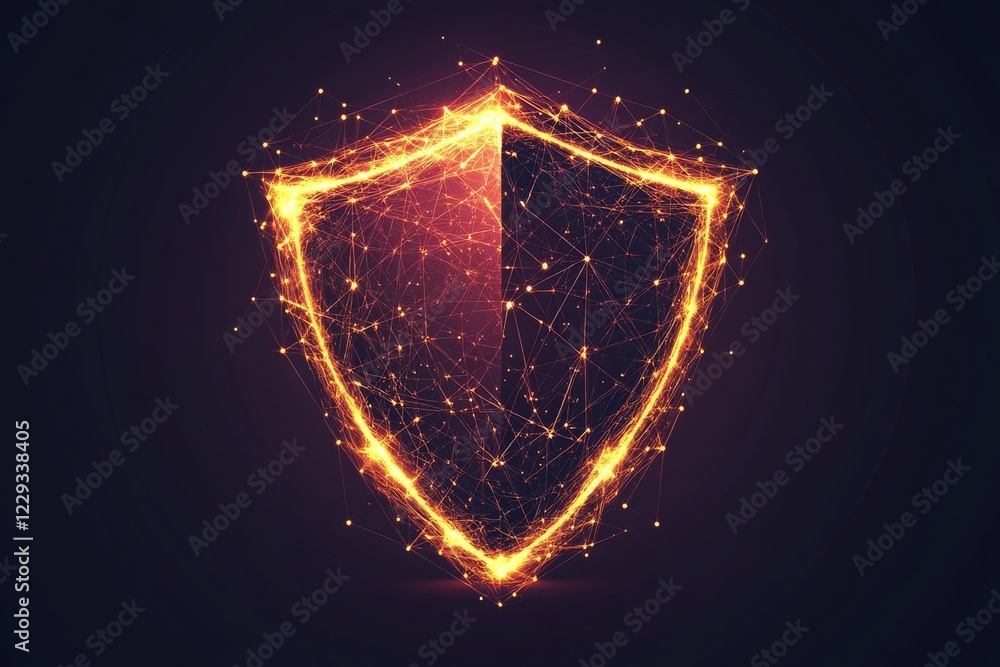 Aufkleber digital shield symbolizing protection and cybersecurity in a futuristic design with glowing lights a