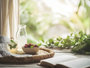 Summer Veranda with Berries and Iced Tea