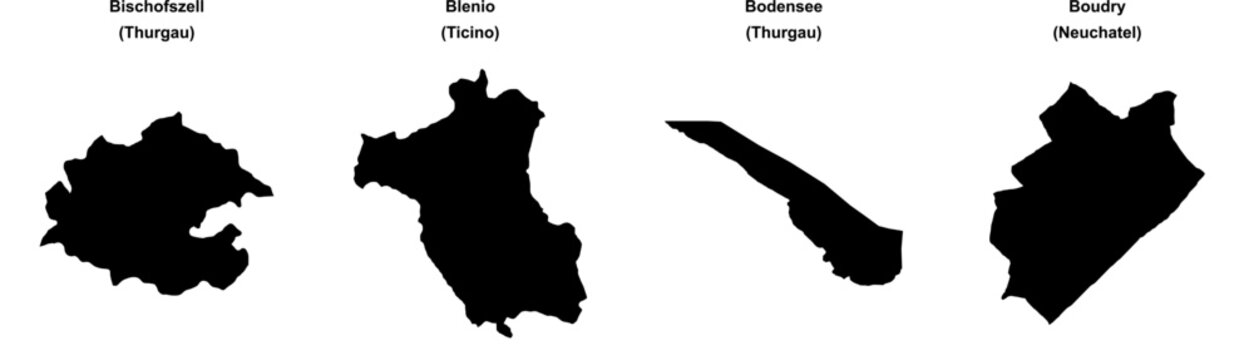 Bischofszell, Blenio, Bodensee, Boudry outline maps