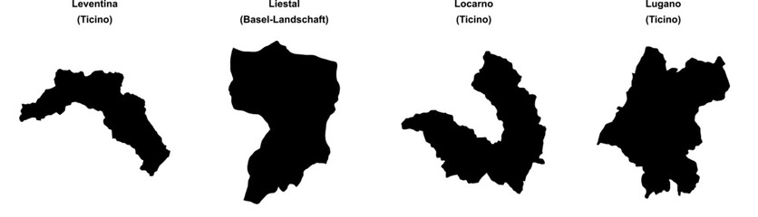 Leventina, Liestal, Locarno, Lugano outline maps