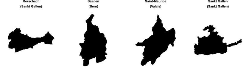 Rorschach, Saanen, Saint-Maurice, Sankt Gallen outline maps