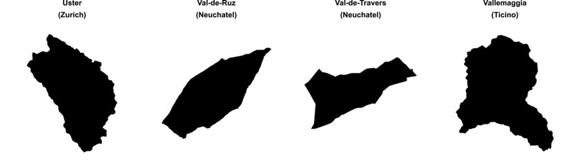 Uster, Val-de-Ruz, Val-de-Travers, Vallemaggia outline maps