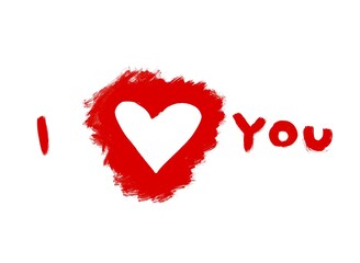 Abstract love symbol and word Love on white background