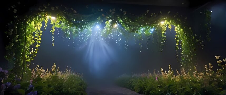 A gorgeous canopy of flowering vines cascading down creating liveliness