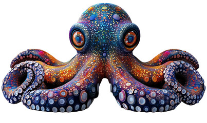 Obraz premium Colorful Mosaic Octopus on Black Background