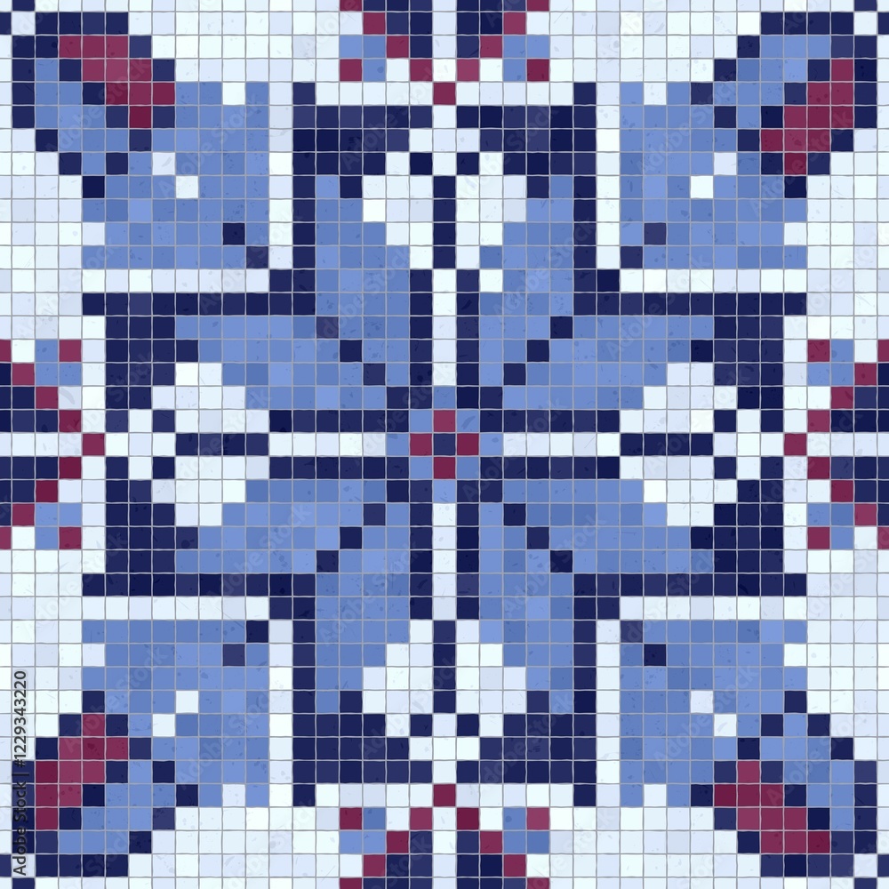 Poster mosaic tiles background, seamless vector pattern