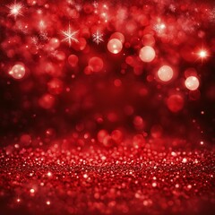 Red bokeh lights with snowflakes create a festive and glowing holiday ambiance, AI generated