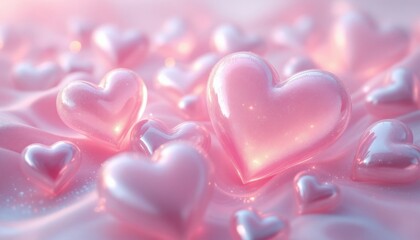 Obraz premium Abstract heart shaped objects with pink glow and soft texture.