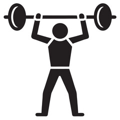 Line style fitness icons showcasing weightlifting exercises 
