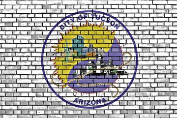 Flag of Tucson painted on brick wall