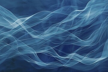 Abstract dynamic blue waves with fluid motion and light effects, illustration, AI generated