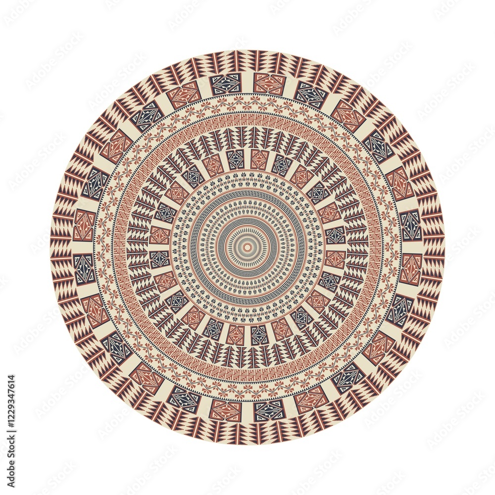Poster circular pattern in traditional palestinian style, vector design element