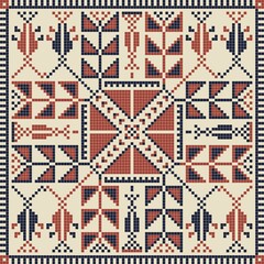 Seamless pattern design with traditional Palestinian embroidery motif