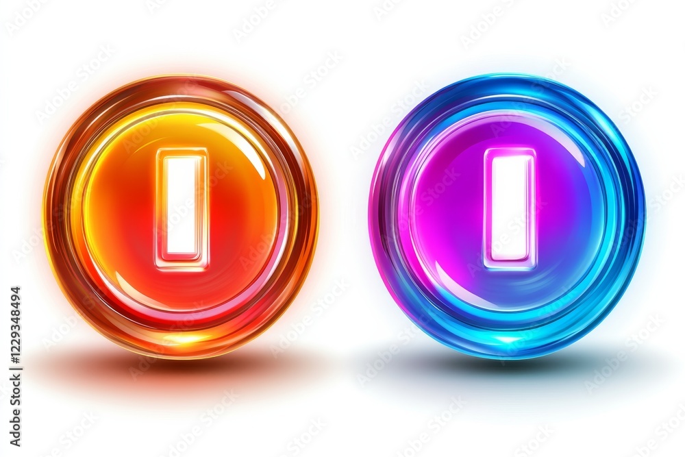 Poster bright circular buttons in orange and blue colors with a modern design suitable for digital interfac