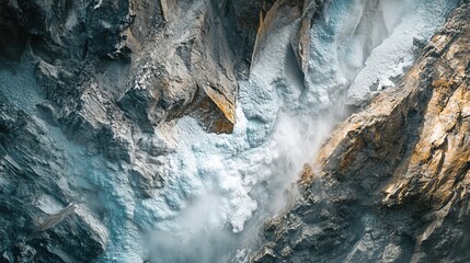Waterfall Panoramic view. Traveling Vacation and travel in summer white powder on background