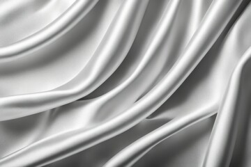 Close-up of white fabric with soft folds, shiny surface, and smooth elegant texture, AI generated