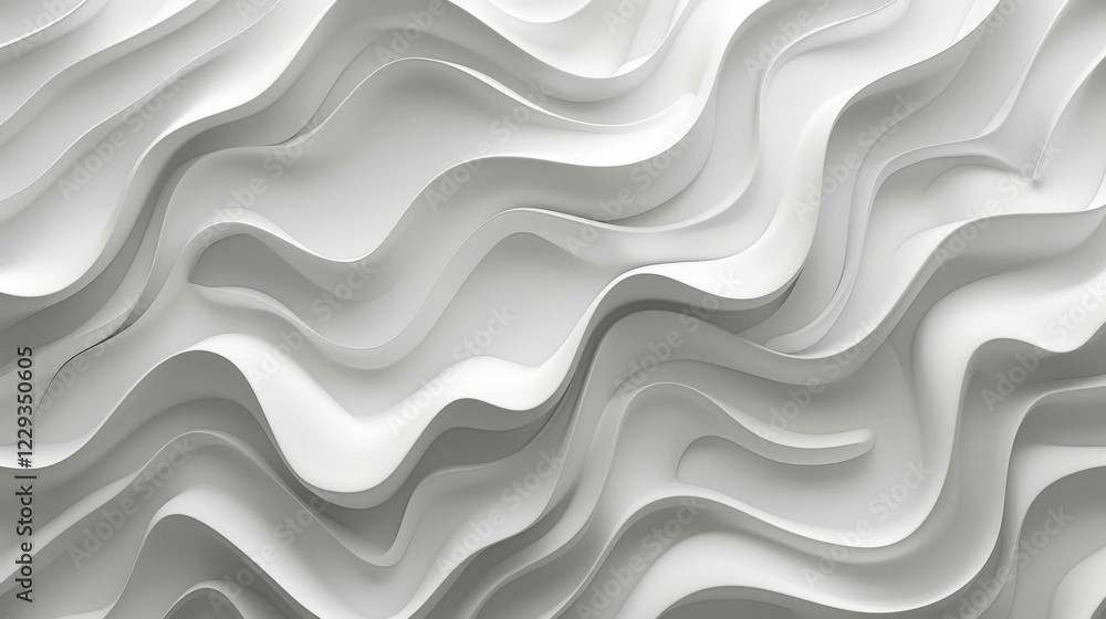 Poster abstract white waves with smooth and layered undulating texture, ai generated