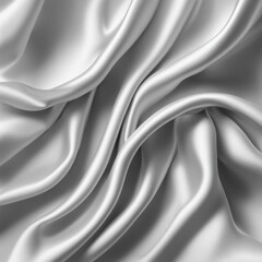 Obraz premium Glossy silver silk fabric with smooth, fluid folds and an elegant texture, AI generated