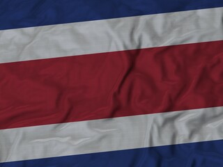 Closeup of Ruffled Costa Rica flag, Fabric Ruffled Flag Background