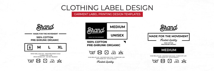 Modern Clothing Label Design Templates for Garment Identification and Branding