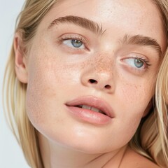 Fototapeta premium Stunning Portrait With Natural Beauty And Freckles