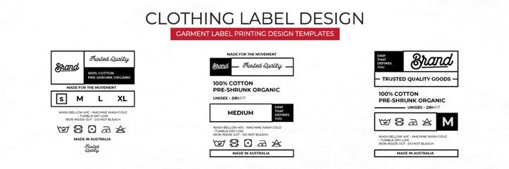 Modern Clothing Label Design Templates for Garment Identification and Branding