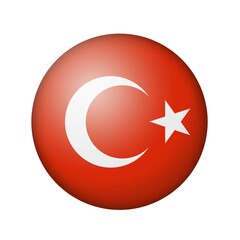The Turkish flag. Round matte icon. Isolated on white background