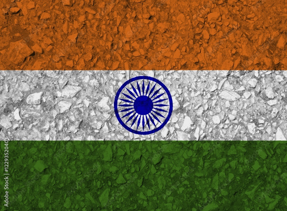 Poster india flag with texture on a background