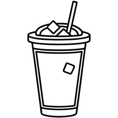 Summer Vibes Iced Coffee Line Drawing