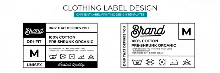Modern Clothing Label Design Template Featuring Care Instructions