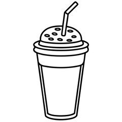 Summer Vibes Iced Coffee Line Drawing