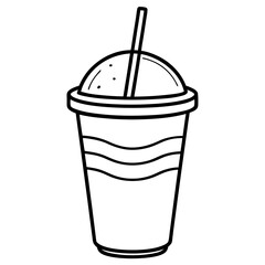 Summer Vibes Iced Coffee Line Drawing