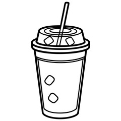 Summer Vibes Iced Coffee Line Drawing