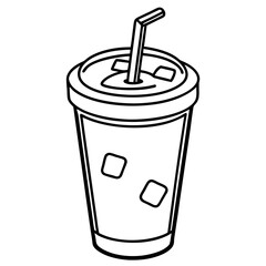 Summer Vibes Iced Coffee Line Drawing
