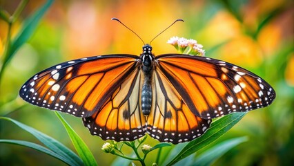Fototapeta premium Capture the beauty of Danaus genutia: stunning close-up tiger butterfly photography.