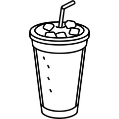 Summer Vibes Iced Coffee Line Drawing