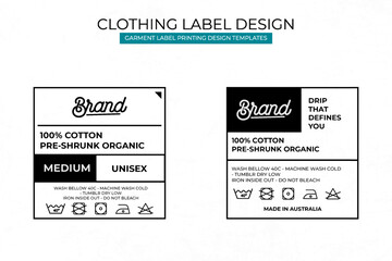 Modern Clothing Label Design Template Featuring Care Instructions
