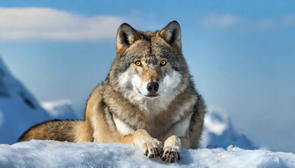 Fototapeta premium KI generated, Germany, European wolf, animal, animals, mammal, mammals, biotope, habitat, one, individual, foraging, wildlife, ice, winter, snow, winter forest, algonquin wolf (Canis lupus lycaon), Canada, Europe