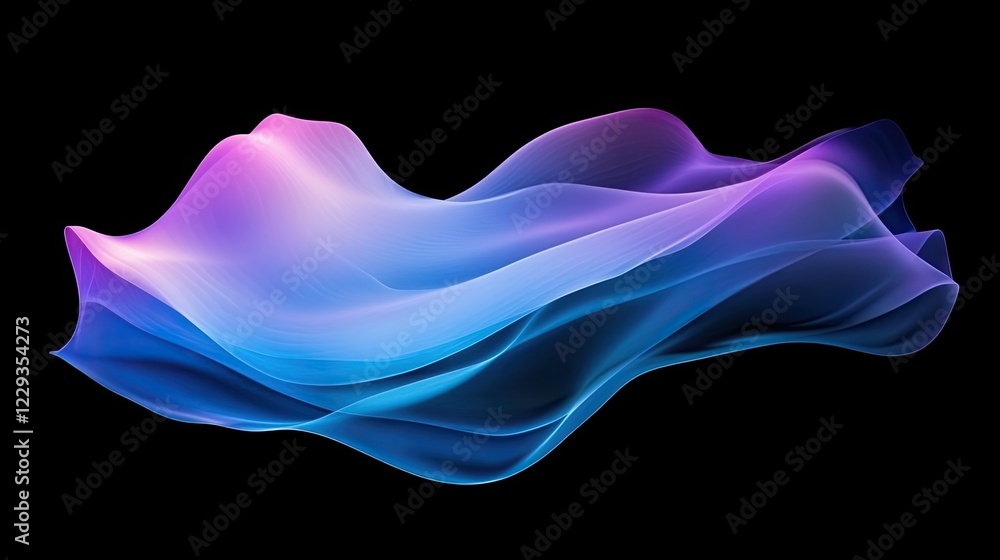 Poster abstract wave on dark background. particle network design. big data. bright light in black space. 3d