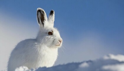 Obraz premium AI generated, A snow hare in winter, (lepus timidus)