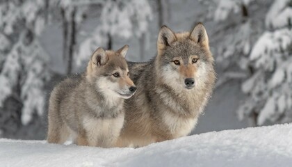 Obraz premium KI generated, Germany, European gray wolf (Canis lupus), Bavarian Forest, Germany, Europe