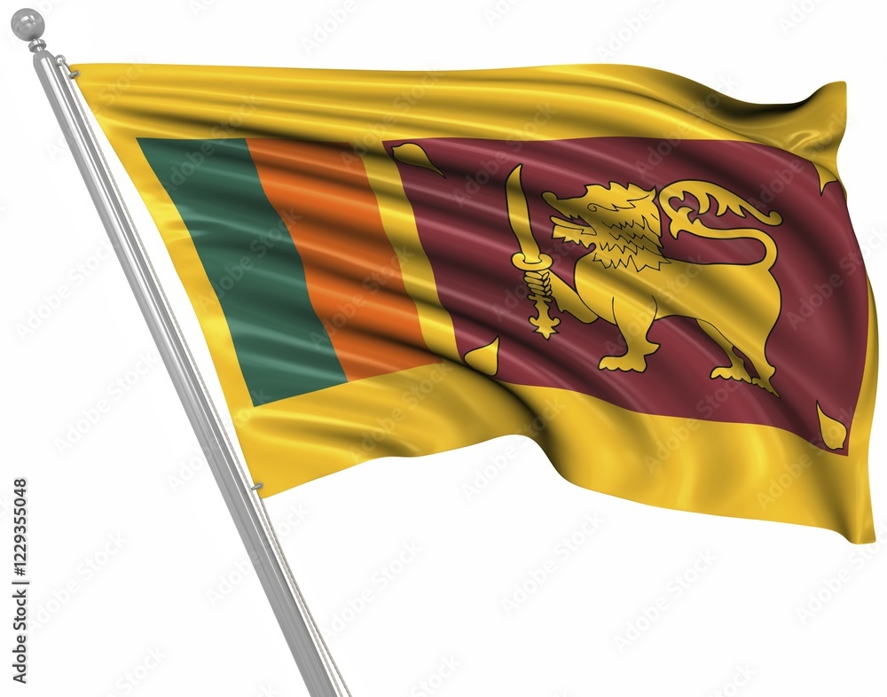 Poster flag of sri lanka, this is a computer generated and 3d rendered image