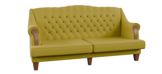 yellow sofa isolated on white