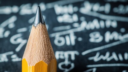 Pencil rocket launching from chalkboard educational art concept classroom setting creative viewpoint